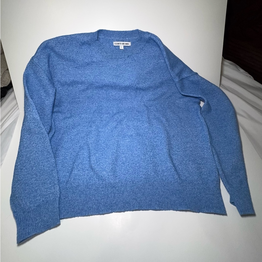 Elizabeth and James Blue Knit Crewneck Sweater Womens Size L